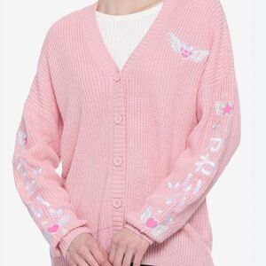 Hot Topic kawaii Wings Pink Women's Cardigan Sweater Sz:L